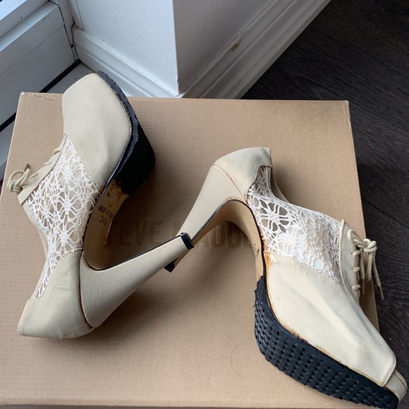 Beige Lacey High Heels - Picture 2 of 3